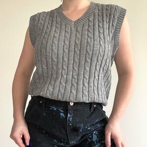 H2H grey cable knit sweater vest